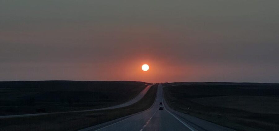 Prairie Sunrise, School in the Truck, and Crossing the Mississippi